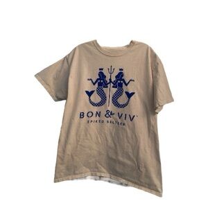 Hanes White Tee with Navy Graphic L